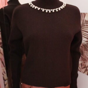 Cherry Blu - Maglia con collo strass e perle Art. CB2366
